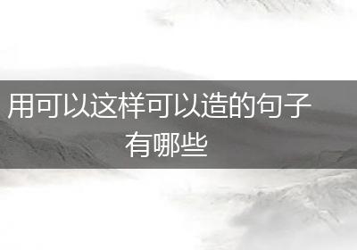 用可以这样可以造的句子有哪些