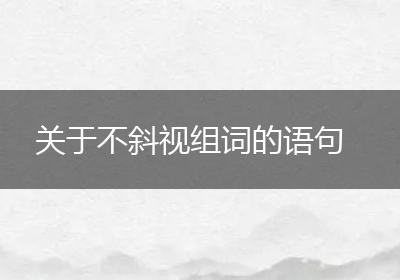 关于不斜视组词的语句