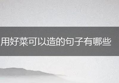 用好菜可以造的句子有哪些