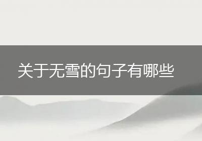 关于无雪的句子有哪些
