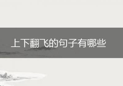 上下翻飞的句子有哪些