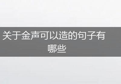 关于金声可以造的句子有哪些