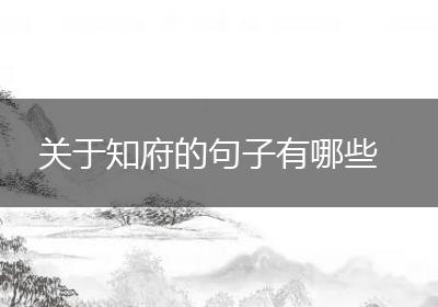 关于知府的句子有哪些