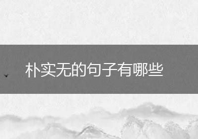 朴实无的句子有哪些
