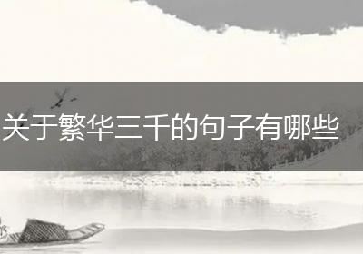 关于繁华三千的句子有哪些