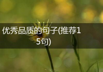 优秀品质的句子(推荐15句)