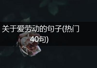 关于爱劳动的句子(热门40句)
