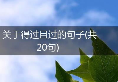 关于得过且过的句子(共20句)