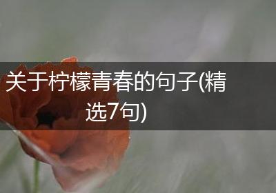 关于柠檬青春的句子(精选7句)