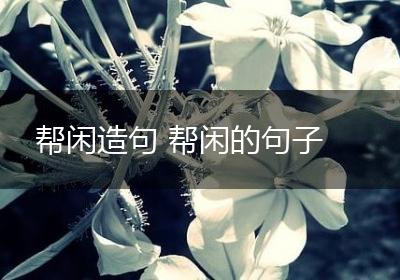 帮闲造句 帮闲的句子