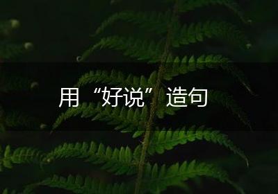 用“好说”造句