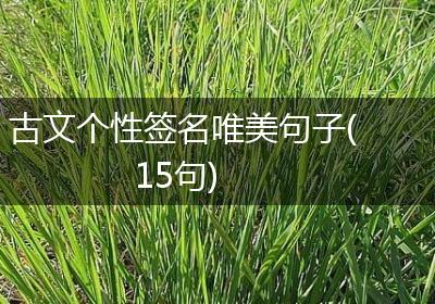 古文个性签名唯美句子(15句)