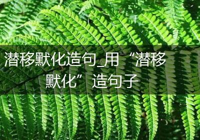 潜移默化造句_用“潜移默化”造句子
