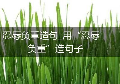 忍辱负重造句_用“忍辱负重”造句子