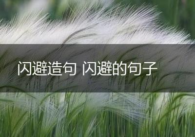 闪避造句 闪避的句子