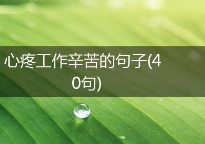 心疼工作辛苦的句子(40句)