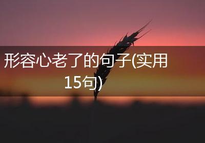形容心老了的句子(实用15句)
