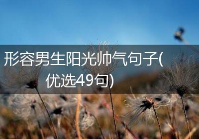 形容男生阳光帅气句子(优选49句)