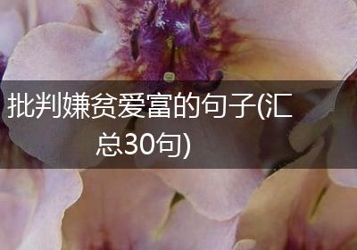 批判嫌贫爱富的句子(汇总30句)