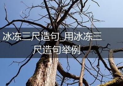 冰冻三尺造句_用冰冻三尺造句举例