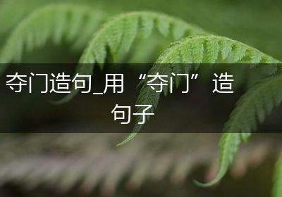 夺门造句_用“夺门”造句子