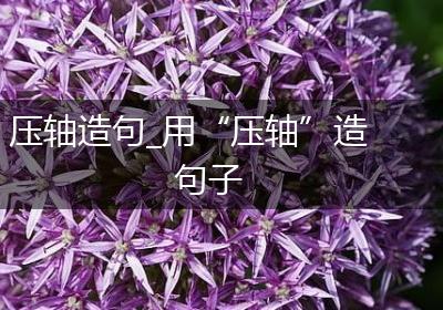 压轴造句_用“压轴”造句子