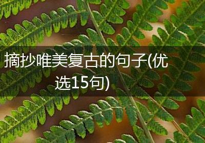 摘抄唯美复古的句子(优选15句)