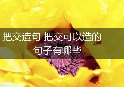 把交造句 把交可以造的句子有哪些
