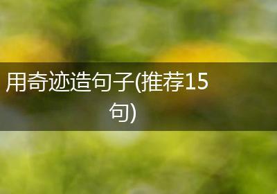用奇迹造句子(推荐15句)