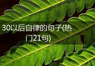 30以后自律的句子(热门21句)
