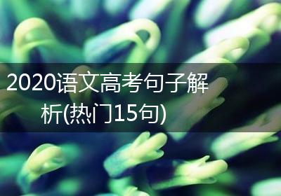 2020语文高考句子解析(热门15句)