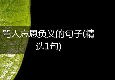 骂人忘恩负义的句子(精选1句)