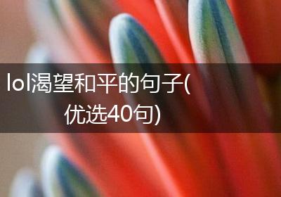 lol渴望和平的句子(优选40句)