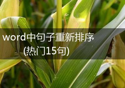 word中句子重新排序(热门15句)