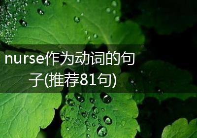 nurse作为动词的句子(推荐81句)