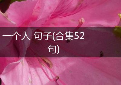 一个人 句子(合集52句)