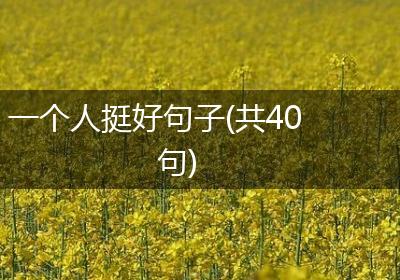一个人挺好句子(共40句)