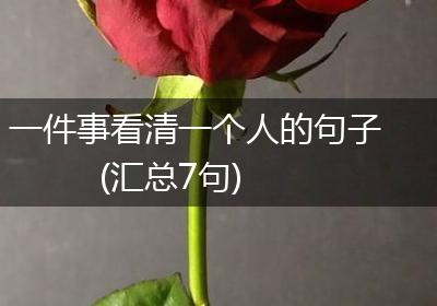 一件事看清一个人的句子(汇总7句)