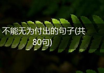 不能无为付出的句子(共80句)