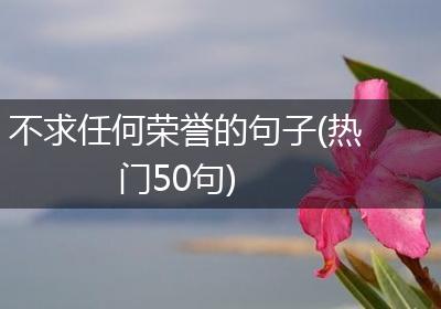 不求任何荣誉的句子(热门50句)