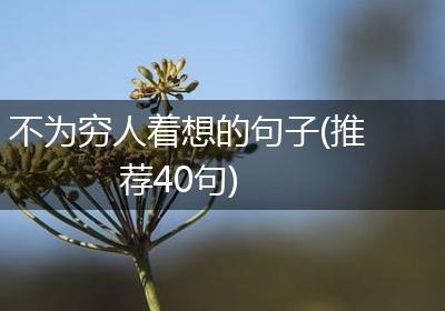 不为穷人着想的句子(推荐40句)