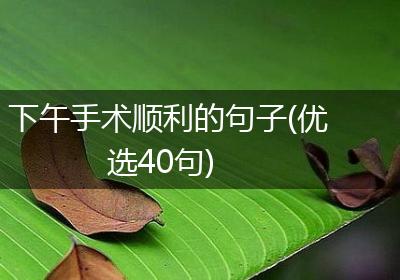 下午手术顺利的句子(优选40句)
