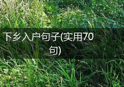 下乡入户句子(实用70句)
