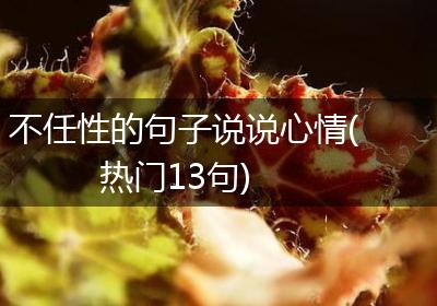 不任性的句子说说心情(热门13句)