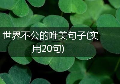 世界不公的唯美句子(实用20句)