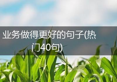 业务做得更好的句子(热门40句)