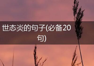 世态炎的句子(必备20句)