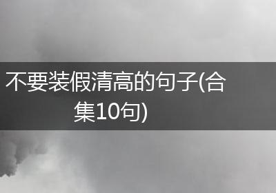 不要装假清高的句子(合集10句)
