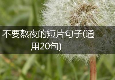 不要熬夜的短片句子(通用20句)
