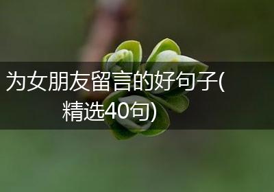 为女朋友留言的好句子(精选40句)